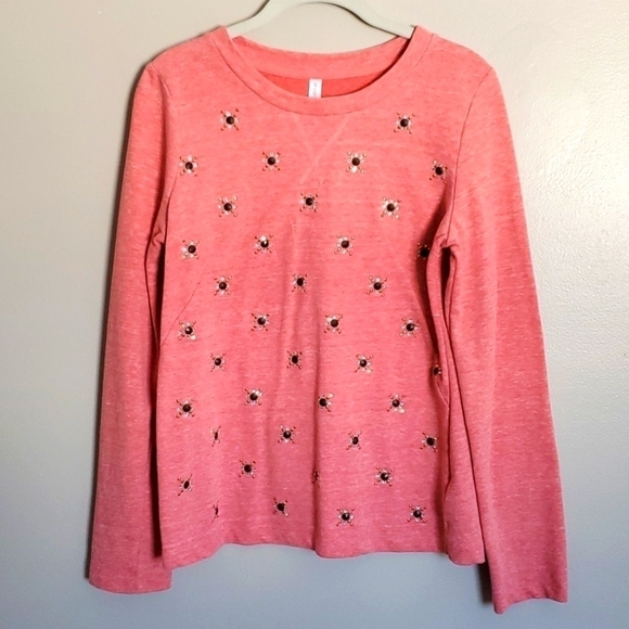 Xhilaration sweatshirt size M peach pink‎ stars long sleeve top starburst gems - Picture 1 of 8